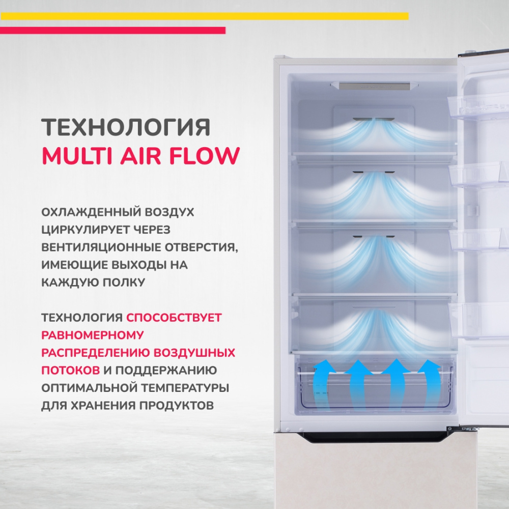 Холодильник Simfer RDR47101, No Frost, двухкамерный, 302 л, цвет бежевый - фото 2