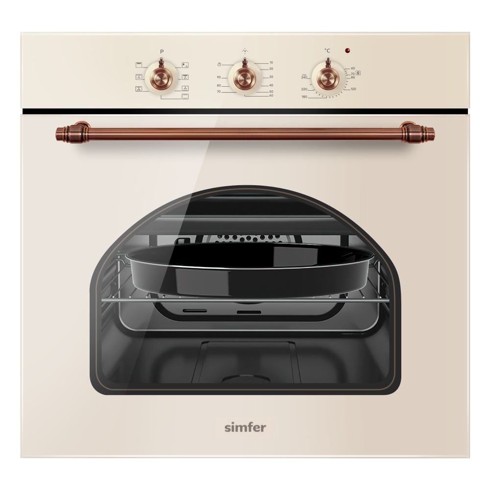 Электрический духовой шкаф Simfer B6EO18017, 7 режимов, гриль, конвекция, цвет бежевый